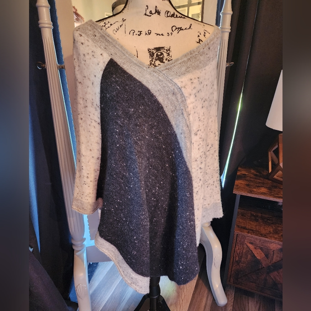 Anthropologie Sita Murt Colorblock Wool Blend Poncho